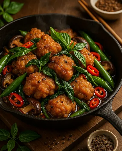 Taiwanese-style Chicken With Basil And Sichuan Pepper-salt