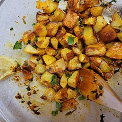 I added turmeric powder and did half the amount of the spices.