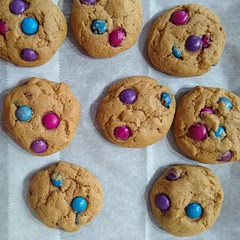 Delicious! My kids have been asking for vegan m&m cookies. So I used unreal dark chocolates it turned out perfectly. Cooked for about 10 minutes.
