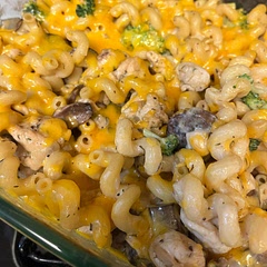 It was kind of bland honestly, not bad at all though. I agree that it’s a good base recipe. I think I’ll keep this concept and just use shrimp and bell peppers with Cajun seasoning next time. I didn’t use cream of chicken so I would double the sauce if you go with the original recipe with the milk  and flour.