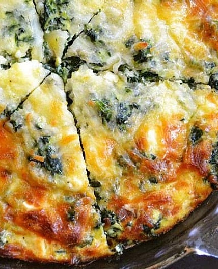 Spinach Mushroom and Feta Crustless Quiche