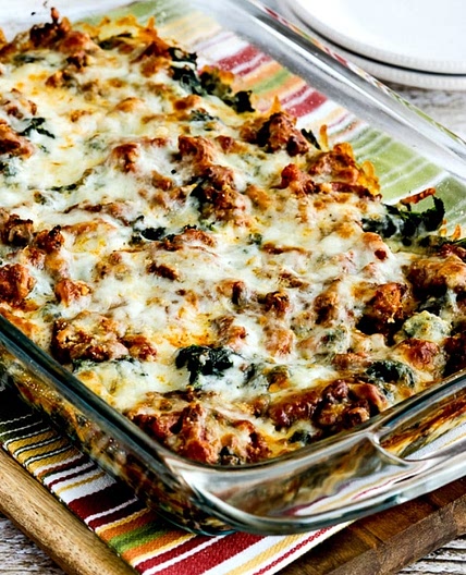 Low-Carb Sausage and Kale Mock Lasagna Casserole