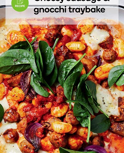 Cheesy sausage and Gnocchi traybake