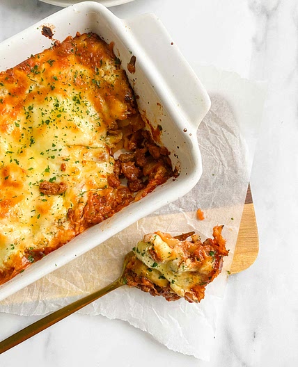 Low calorie single serve lasagna
