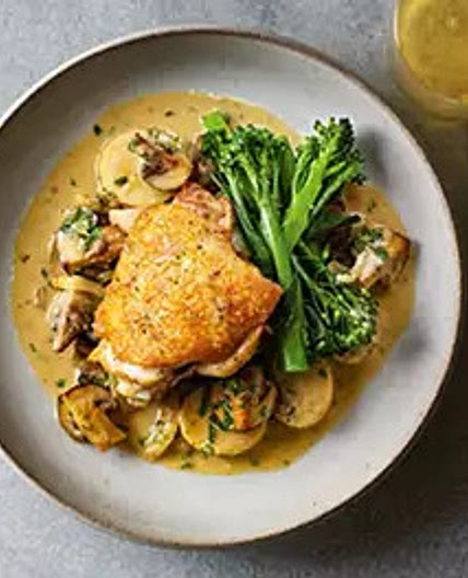 Chicken baked with cider & mustard