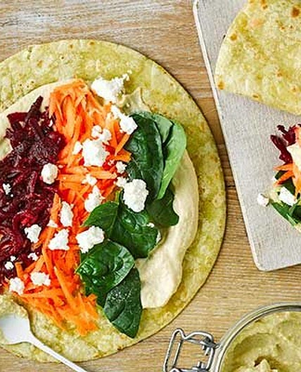 Hummus rainbow wraps