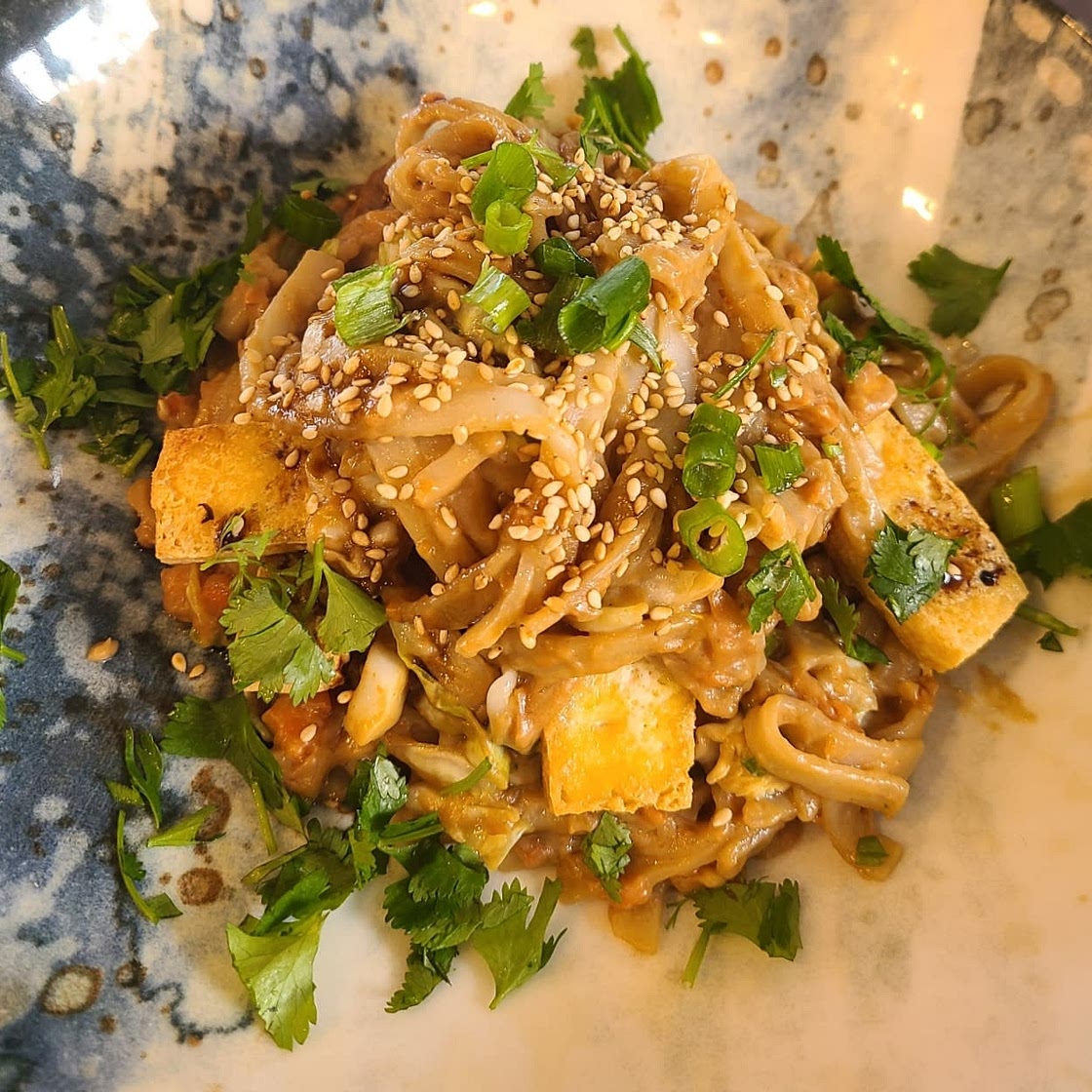 Vegan Orange Peanut Tofu Satay Noodle Salad